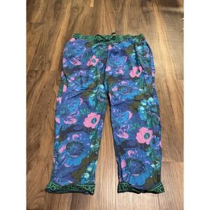Sundance Pants Womens Medium Blue Floral Ankle Leia Lightweight Cotton Boho